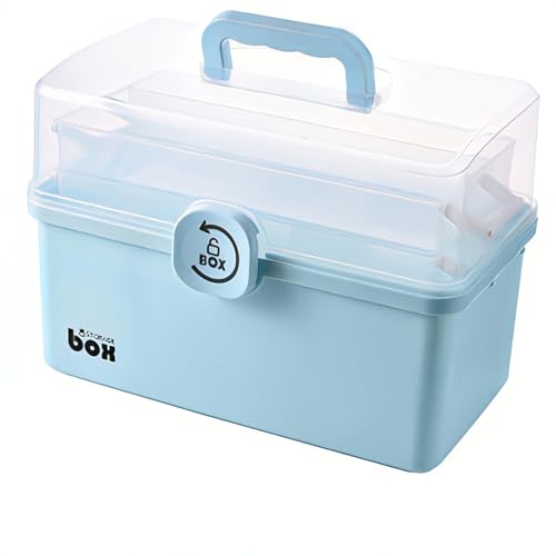 AouiSton Medizinbox, Medikamentenbox groß, arzneimittel box, 3 Schichten Medikamentenbox aufbewahrung, Sichtbarer Transparenter Kunststoff Apothekenbox mit Griffe von AouiSton