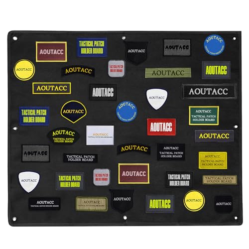 AOUTACC Taktische Patch-Anzeigetafel,33,5 Zoll x 27,5 Zoll Haken & Schleife Moralabzeichen Tafel,Taktisches Militär Abzeichen-Halterbrett für Militärische Armee Uniformabzeichen-Schwarz von Aoutacc
