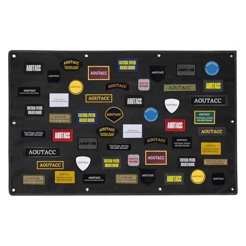 AOUTACC Taktische Patch-Anzeigetafel, 42,5 Zoll x 27,5 Zoll Haken & Schleife Moralabzeichen Tafel,Taktisches Militär Abzeichen-Halterbrett für Militärische Armee Uniformabzeichen-Schwarz von Aoutacc