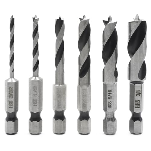 Aoyswuz 6 Stück Klein Holzbohrer 3/8-3/32 Zoll Stubby Holzspiralbohrer mit Sechskantschaft 1/4 Zoll für Hartholz, Weichholz, Sperrholz Aoyswuz 6 Stück Klein Holzbohrer 3/8-3/32 Zoll Stubby Holzspiralbohrer mit Sechskantschaft 1/4 Zoll für Hartholz, Weichholz, Sperrholz von Aoyswuz
