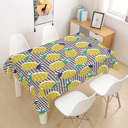 Tischdecke Abwaschbar Ananasfrucht Outdoor Rechteckig 140x280 cm 3D Tischdecken Schwarz-Weiß-Karo, Tischtuch Ornamente Polyester Gartentischdecke 280x140 Tischwäsche Wetterfest a-5877 Tischdecke Abwaschbar Ananasfrucht Outdoor Rechteckig 140x280 cm 3D Tischdecken Schwarz-Weiß-Karo, Tischtuch Ornamente Polyester Gartentischdecke 280x140 Tischwäsche Wetterfest a-5877 von Aozhiswe