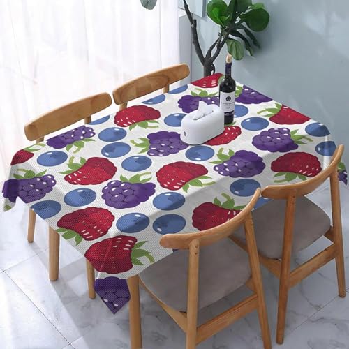 Tischdecke Abwaschbar Blaubeeren und Trauben Outdoor Rechteckig 140x280 cm 3D Tischdecken Obst, Tischtuch Ornamente Polyester Gartentischdecke 280x140 Tischwäsche Wetterfest a-7697 von Aozhiswe