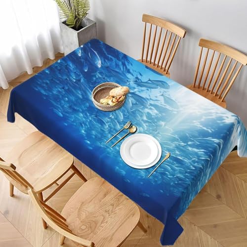 Tischdecke Abwaschbar Blaue Meereslebewesen Outdoor Rechteckig 140x300 cm 3D Tischdecken Fischschwarm, Tischtuch Ornamente Polyester Gartentischdecke 300x140 Tischwäsche Wetterfest a-7328 Tischdecke Abwaschbar Blaue Meereslebewesen Outdoor Rechteckig 140x300 cm 3D Tischdecken Fischschwarm, Tischtuch Ornamente Polyester Gartentischdecke 300x140 Tischwäsche Wetterfest a-7328 von Aozhiswe
