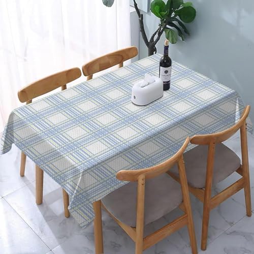 Tischdecke Abwaschbar Blaues Karomuster Outdoor Rechteckig 140x300 cm 3D Tischdecken Blaue Streifen, Tischtuch Ornamente Polyester Gartentischdecke 300x140 Tischwäsche Wetterfest a-7858 von Aozhiswe