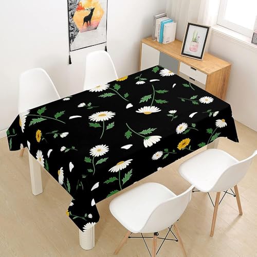 Tischdecke Abwaschbar Blühende Pflanzen Outdoor Rechteckig 140x300 cm 3D Tischdecken Schwarz, Tischtuch Ornamente Polyester Gartentischdecke 300x140 Tischwäsche Wetterfest a-978 von Aozhiswe