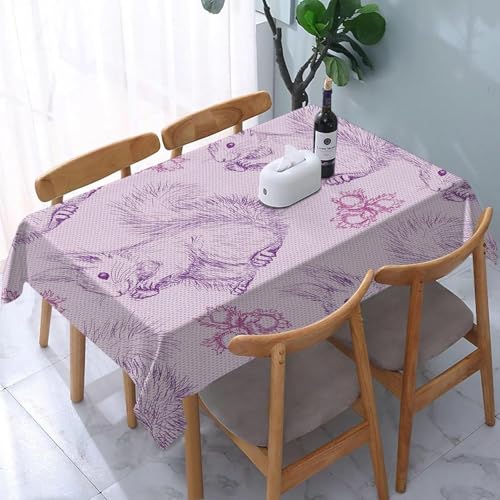 Tischdecke Abwaschbar Eichhörnchen Outdoor Rechteckig 140x240 cm 3D Tischdecken Hellviolett, Tischtuch Ornamente Polyester Gartentischdecke 240x140 Tischwäsche Wetterfest a-7766 von Aozhiswe