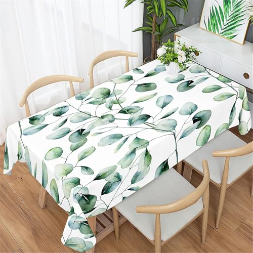Tischdecke Abwaschbar Eukalyptusblätter Outdoor Rechteckig 140x280 cm 3D Tischdecken Grüne Pflanzen, Tischtuch Ornamente Polyester Gartentischdecke 280x140 Tischwäsche Wetterfest a-5087 von Aozhiswe