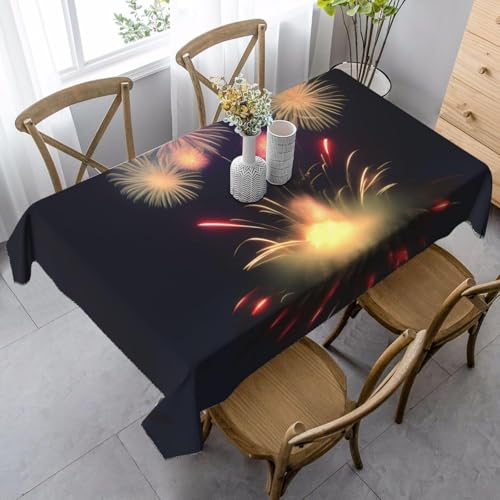 Tischdecke Abwaschbar Feuerwerk Outdoor Quadratisch 140x140 cm 3D Tischdecken Urlaubsthemen, Tischtuch Ornamente Polyester Gartentischdecke 140 x 140 Tischwäsche Wetterfest a-874 von Aozhiswe