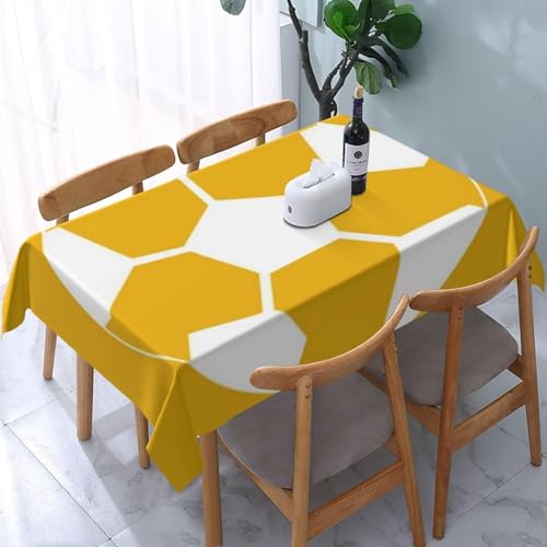 Tischdecke Abwaschbar Fußball Outdoor Quadratisch 100x100 cm 3D Tischdecken Gelber Sportball, Tischtuch Ornamente Polyester Gartentischdecke 100 x 100 Tischwäsche Wetterfest a-4842 von Aozhiswe