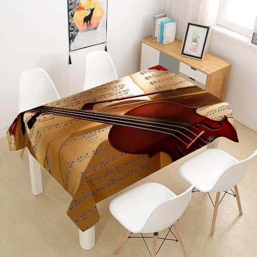 Tischdecke Abwaschbar Geigenmusik Outdoor Rechteckig 140x300 cm 3D Tischdecken Retro-Notenblätter, Tischtuch Ornamente Polyester Gartentischdecke 300x140 Tischwäsche Wetterfest a-7878 von Aozhiswe