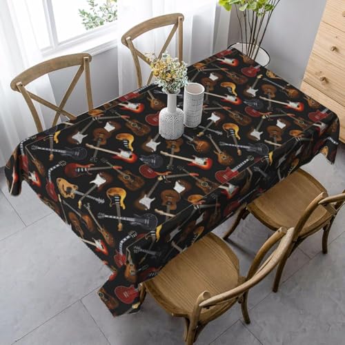 Tischdecke Abwaschbar Gitarre Outdoor Quadratisch 90x90 cm 3D Tischdecken Musik Rock, Tischtuch Ornamente Polyester Gartentischdecke 90 x 90 Tischwäsche Wetterfest a-71 von Aozhiswe
