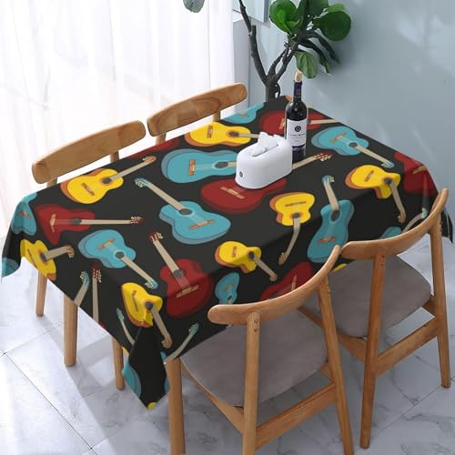 Tischdecke Abwaschbar Gitarrenmusik Outdoor Quadratisch 90x90 cm 3D Tischdecken Kinder (Junge/Mädchen), Tischtuch Ornamente Polyester Gartentischdecke 90 x 90 Tischwäsche Wetterfest a-5661 von Aozhiswe