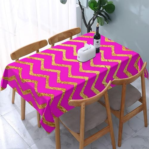 Tischdecke Abwaschbar Goldene V-Linien Outdoor Quadratisch 90x90 cm 3D Tischdecken Rosenrot, Tischtuch Ornamente Polyester Gartentischdecke 90 x 90 Tischwäsche Wetterfest a-2411 von Aozhiswe