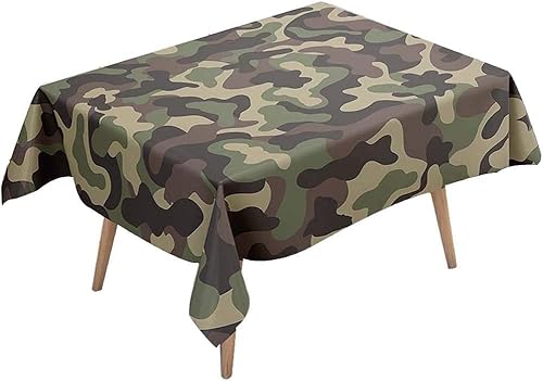 Tischdecke Abwaschbar Grüne Tarnung Outdoor Rechteckig 140x240 cm 3D Tischdecken Militärmotiv, Tischtuch Ornamente Polyester Gartentischdecke 240x140 Tischwäsche Wetterfest a-7216 von Aozhiswe