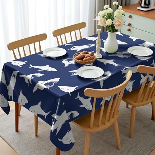 Tischdecke Abwaschbar Hai Outdoor Rechteckig 140x200 cm 3D Tischdecken Marineblaue Meereslebewesen, Tischtuch Ornamente Polyester Gartentischdecke 200x140 Tischwäsche Wetterfest a-6935 Tischdecke Abwaschbar Hai Outdoor Rechteckig 140x200 cm 3D Tischdecken Marineblaue Meereslebewesen, Tischtuch Ornamente Polyester Gartentischdecke 200x140 Tischwäsche Wetterfest a-6935 von Aozhiswe