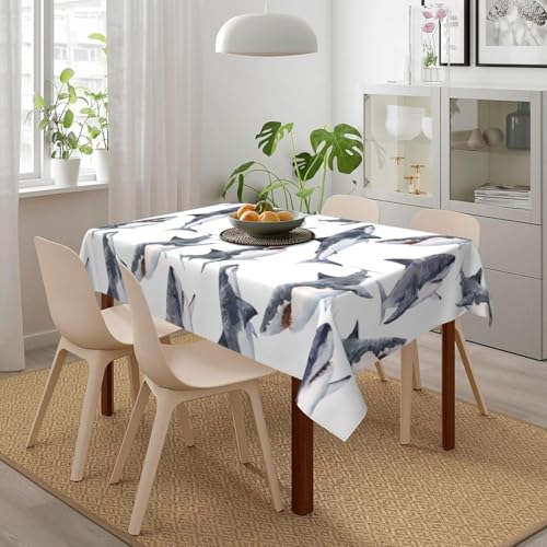 Tischdecke Abwaschbar Hai Outdoor Rechteckig 140x350 cm 3D Tischdecken Hai, Tischtuch Ornamente Polyester Gartentischdecke 350x140 Tischwäsche Wetterfest a-5159 von Aozhiswe
