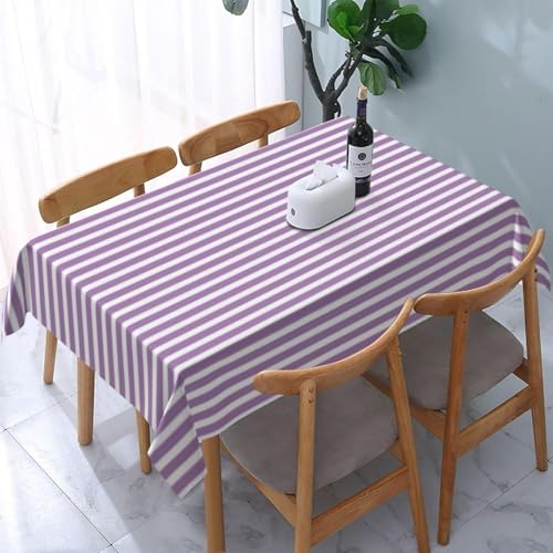 Tischdecke Abwaschbar Hellviolette Streifen Outdoor Quadratisch 100x100 cm 3D Tischdecken Lila-Weiß, Tischtuch Ornamente Polyester Gartentischdecke 100 x 100 Tischwäsche Wetterfest a-5042 von Aozhiswe