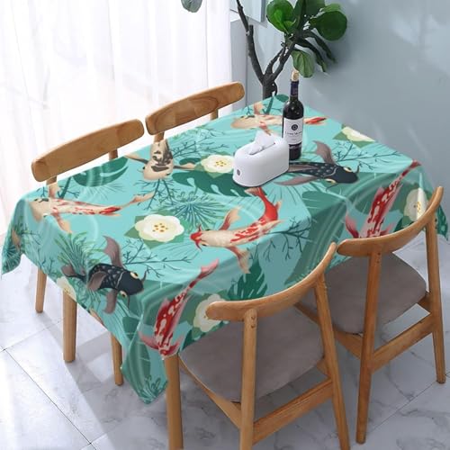 Tischdecke Abwaschbar Japanisch Outdoor Quadratisch 90x90 cm 3D Tischdecken Grüner Pflanzenfisch, Tischtuch Ornamente Polyester Gartentischdecke 90 x 90 Tischwäsche Wetterfest a-2651 Tischdecke Abwaschbar Japanisch Outdoor Quadratisch 90x90 cm 3D Tischdecken Grüner Pflanzenfisch, Tischtuch Ornamente Polyester Gartentischdecke 90 x 90 Tischwäsche Wetterfest a-2651 von Aozhiswe