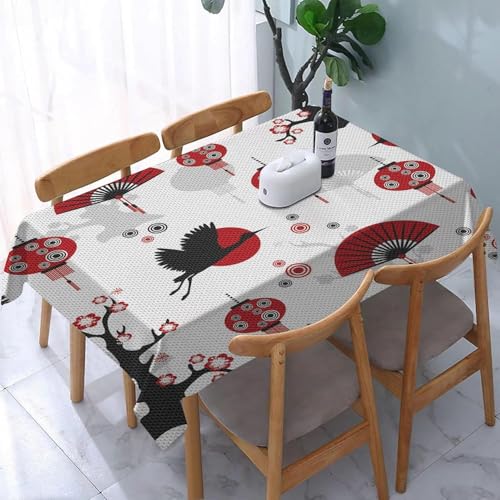 Tischdecke Abwaschbar Japanischer Stil Outdoor Quadratisch 100x100 cm 3D Tischdecken Orientalisch-Asiatischer Stil, Tischtuch Ornamente Gartentischdecke 100 x 100 Tischwäsche a-7302 von Aozhiswe