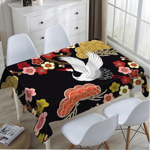 Tischdecke Abwaschbar Japanischer Stil Outdoor Rechteckig 140x240 cm 3D Tischdecken Kirschschwarz, Tischtuch Ornamente Polyester Gartentischdecke 240x140 Tischwäsche Wetterfest a-3856 Tischdecke Abwaschbar Japanischer Stil Outdoor Rechteckig 140x240 cm 3D Tischdecken Kirschschwarz, Tischtuch Ornamente Polyester Gartentischdecke 240x140 Tischwäsche Wetterfest a-3856 von Aozhiswe