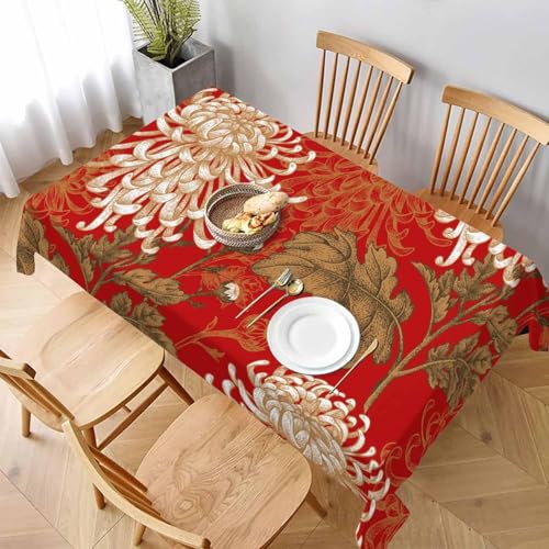 Tischdecke Abwaschbar Japanisches Rot Outdoor Quadratisch 90x90 cm 3D Tischdecken Chrysantheme, Tischtuch Ornamente Polyester Gartentischdecke 90 x 90 Tischwäsche Wetterfest a-2661 Tischdecke Abwaschbar Japanisches Rot Outdoor Quadratisch 90x90 cm 3D Tischdecken Chrysantheme, Tischtuch Ornamente Polyester Gartentischdecke 90 x 90 Tischwäsche Wetterfest a-2661 von Aozhiswe