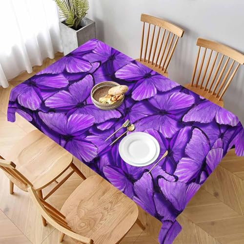 Tischdecke Abwaschbar Lila Schmetterling Outdoor Rechteckig 140x350 cm 3D Tischdecken Schön, Tischtuch Ornamente Polyester Gartentischdecke 350x140 Tischwäsche Wetterfest a-4879 von Aozhiswe