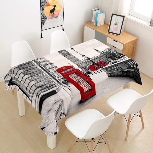 Tischdecke Abwaschbar London Outdoor Quadratisch 100x100 cm 3D Tischdecken London, Tischtuch Ornamente Polyester Gartentischdecke 100 x 100 Tischwäsche Wetterfest a-882 von Aozhiswe