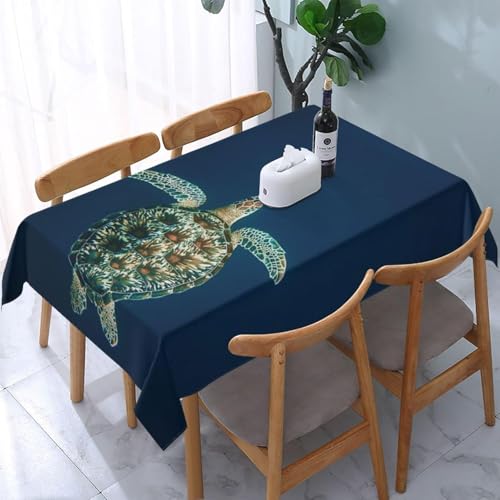 Tischdecke Abwaschbar Meeresschildkrötentiere Outdoor Quadratisch 140x140 cm 3D Tischdecken Meeresblau, Tischtuch Ornamente Polyester Gartentischdecke 140 x 140 Tischwäsche Wetterfest a-5014 von Aozhiswe