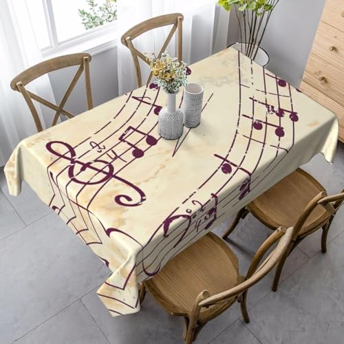 Tischdecke Abwaschbar Musiknoten Outdoor Rechteckig 140x350 cm 3D Tischdecken Vintage, Tischtuch Ornamente Polyester Gartentischdecke 350x140 Tischwäsche Wetterfest a-7749 von Aozhiswe