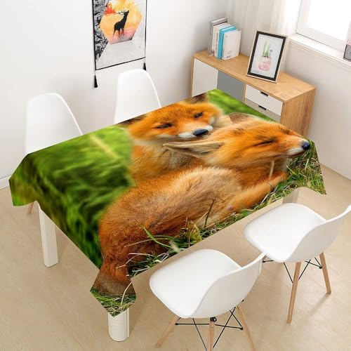 Tischdecke Abwaschbar Niedlicher Fuchs Outdoor Rechteckig 140x350 cm 3D Tischdecken Fuchs, Tischtuch Ornamente Polyester Gartentischdecke 350x140 Tischwäsche Wetterfest a-7759 von Aozhiswe