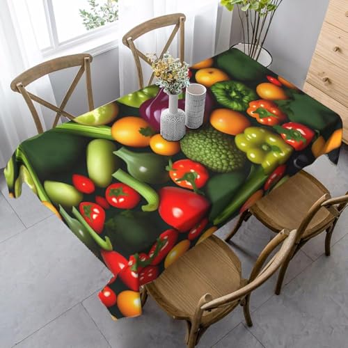 Tischdecke Abwaschbar Obst und Gemüse Outdoor Quadratisch 100x100 cm 3D Tischdecken Mehrfarbig, Tischtuch Ornamente Polyester Gartentischdecke 100 x 100 Tischwäsche Wetterfest a-1822 von Aozhiswe