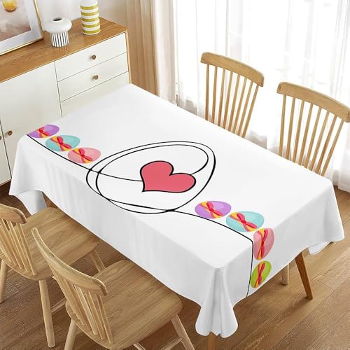 Tischdecke Abwaschbar Ostern Outdoor Rechteckig 140x240 cm 3D Tischdecken Niedliche Herzen, Tischtuch Ornamente Polyester Gartentischdecke 240x140 Tischwäsche Wetterfest a-7726 von Aozhiswe