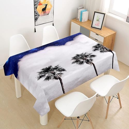 Tischdecke Abwaschbar Palme Outdoor Rechteckig 140x280 cm 3D Tischdecken Tropische Pflanzen, Tischtuch Ornamente Polyester Gartentischdecke 280x140 Tischwäsche Wetterfest a-897 von Aozhiswe