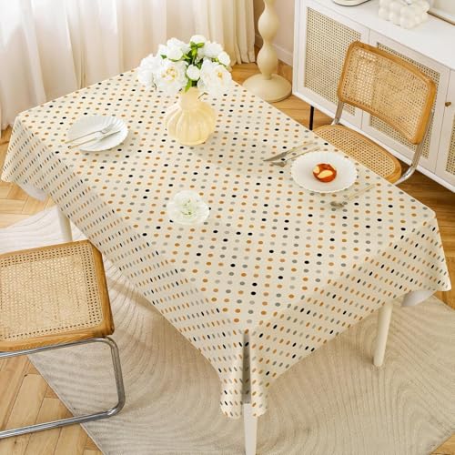 Tischdecke Abwaschbar Punktmuster Quadratisch 90x90 cm 3D Tischdecken Geometrisch, Tischtuch Ornamente Polyester Gartentischdecke 90 x 90 Tischwäsche Küche Party a-651 von Aozhiswe