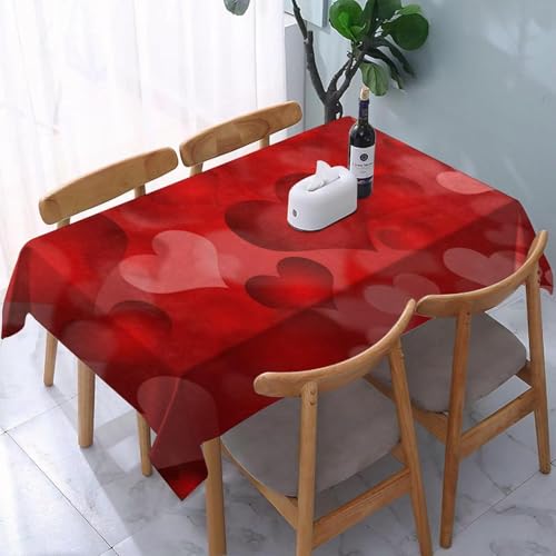 Tischdecke Abwaschbar Romantisches Herz Outdoor Quadratisch 100x100 cm 3D Tischdecken Rot, Tischtuch Ornamente Polyester Gartentischdecke 100 x 100 Tischwäsche Wetterfest a-7362 von Aozhiswe