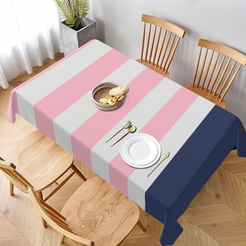Tischdecke Abwaschbar Rosa Gestreift Outdoor Quadratisch 90x90 cm 3D Tischdecken Blau-Weiß, Tischtuch Ornamente Polyester Gartentischdecke 90 x 90 Tischwäsche Wetterfest a-5651 von Aozhiswe