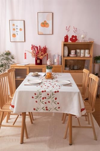 Tischdecke Abwaschbar Rote Blume Outdoor Quadratisch 100x100 cm 3D Tischdecken Festliche Dekoration, Tischtuch Ornamente Polyester Gartentischdecke 100 x 100 Tischwäsche Wetterfest a-822 von Aozhiswe