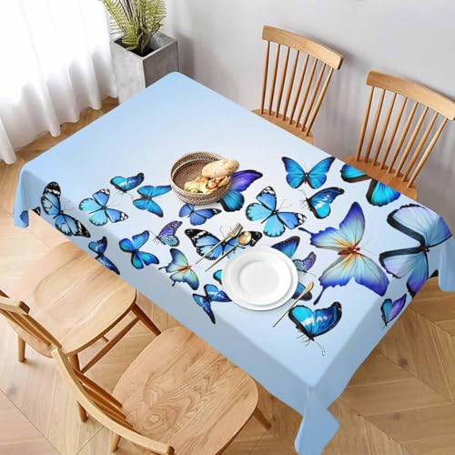 Tischdecke Abwaschbar Schmetterling Outdoor Quadratisch 100x100 cm 3D Tischdecken Blau, Tischtuch Ornamente Polyester Gartentischdecke 100 x 100 Tischwäsche Wetterfest a-5002 von Aozhiswe