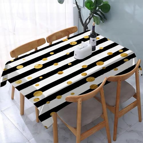 Tischdecke Abwaschbar Schwarz-Weiße Streifen Outdoor Rechteckig 140x280 cm 3D Tischdecken Goldene Punkte, Tischtuch Ornamente Polyester Gartentischdecke 280x140 Tischwäsche Wetterfest a-6927 Tischdecke Abwaschbar Schwarz-Weiße Streifen Outdoor Rechteckig 140x280 cm 3D Tischdecken Goldene Punkte, Tischtuch Ornamente Polyester Gartentischdecke 280x140 Tischwäsche Wetterfest a-6927 von Aozhiswe
