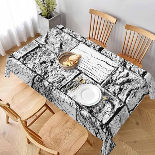 Tischdecke Abwaschbar Steinziegel Outdoor Quadratisch 140x140 cm 3D Tischdecken Grau, Tischtuch Ornamente Polyester Gartentischdecke 140 x 140 Tischwäsche Wetterfest a-4834 von Aozhiswe
