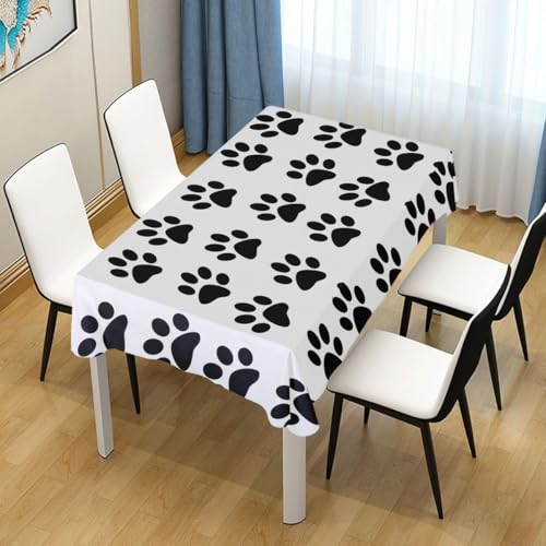 Tischdecke Abwaschbar Süßer Hundepfotenabdruck Outdoor Rechteckig 140x300 cm 3D Tischdecken Schwarz-Weiß, Tischtuch Ornamente Polyester Gartentischdecke 300x140 Tischwäsche Wetterfest a-5148 Tischdecke Abwaschbar Süßer Hundepfotenabdruck Outdoor Rechteckig 140x300 cm 3D Tischdecken Schwarz-Weiß, Tischtuch Ornamente Polyester Gartentischdecke 300x140 Tischwäsche Wetterfest a-5148 von Aozhiswe