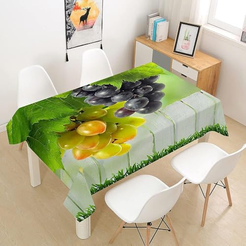 Tischdecke Abwaschbar Trauben Outdoor Rechteckig 140x280 cm 3D Tischdecken Obstmuster, Tischtuch Ornamente Polyester Gartentischdecke 280x140 Tischwäsche Wetterfest a-7817 von Aozhiswe