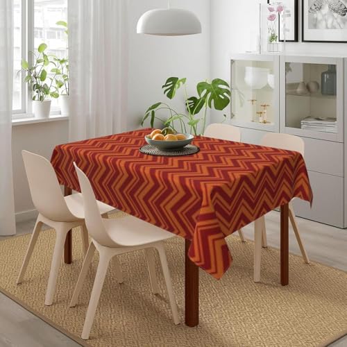 Tischdecke Abwaschbar V-Förmige Streifen Outdoor Quadratisch 90x90 cm 3D Tischdecken Retro-Farbverlauf-Kaffee, Tischtuch Ornamente Polyester Gartentischdecke 90 x 90 Tischwäsche Wetterfest a-5671 von Aozhiswe