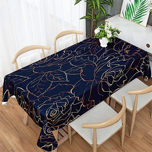 Tischdecke Abwaschbar Vintage-Blumen Outdoor Quadratisch 90x90 cm 3D Tischdecken Blauer Hintergrund, Tischtuch Ornamente Polyester Gartentischdecke 90 x 90 Tischwäsche Wetterfest a-5621 von Aozhiswe
