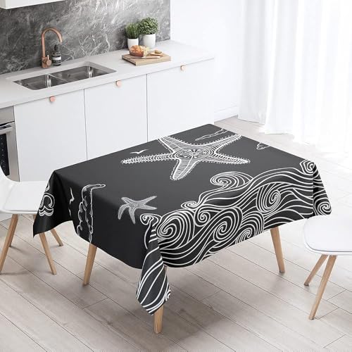 Tischdecke Abwaschbar Wellenseestern Outdoor Quadratisch 90x90 cm 3D Tischdecken Schwarz, Tischtuch Ornamente Polyester Gartentischdecke 90 x 90 Tischwäsche Wetterfest a-6851 Tischdecke Abwaschbar Wellenseestern Outdoor Quadratisch 90x90 cm 3D Tischdecken Schwarz, Tischtuch Ornamente Polyester Gartentischdecke 90 x 90 Tischwäsche Wetterfest a-6851 von Aozhiswe