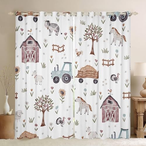 Vorhang Blickdicht Tiere und Pflanzen Vorhänge Bauernhof Gardinen Wohnzimmer Schlafzimmer Verdunklungsvorhänge Thermovorhang 3D Druck Schallschutz Vorhang mit Ösen 2er Set B 100 x H 160 cm a5034 von Aozhiswe