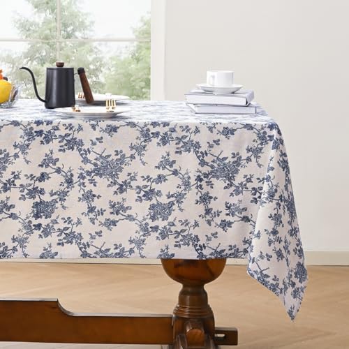 Aoztio Rustikale Blume Drucken Rechteckig Tischdecke, Maschine waschbar Baumwolle Leinen Tischdecke, Indoor Outdoor Vintage Tischdecke für den täglichen Gebrauch - Blaue Blume, 140 × 220cm Aoztio Rustikale Blume Drucken Rechteckig Tischdecke, Maschine waschbar Baumwolle Leinen Tischdecke, Indoor Outdoor Vintage Tischdecke für den täglichen Gebrauch - Blaue Blume, 140 × 220cm von Aoztio