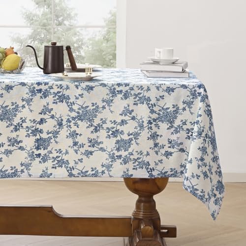 Aoztio Rustikale Blume Drucken Rechteckig Tischdecke, Maschine waschbar Baumwolle Leinen Tischdecke, Indoor Outdoor Vintage Tischdecke für den täglichen Gebrauch - Blaue Blume, 140 × 260cm Aoztio Rustikale Blume Drucken Rechteckig Tischdecke, Maschine waschbar Baumwolle Leinen Tischdecke, Indoor Outdoor Vintage Tischdecke für den täglichen Gebrauch - Blaue Blume, 140 × 260cm von Aoztio