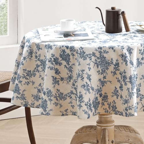 Aoztio Rustikale Blume Drucken Runde Tischdecke 120cm, Maschine waschbar Baumwolle Leinen Tischdecke, Indoor Outdoor Vintage Tischdecke für den täglichen Gebrauch - Blaue Blume, Rund 120cm Aoztio Rustikale Blume Drucken Runde Tischdecke 120cm, Maschine waschbar Baumwolle Leinen Tischdecke, Indoor Outdoor Vintage Tischdecke für den täglichen Gebrauch - Blaue Blume, Rund 120cm von Aoztio