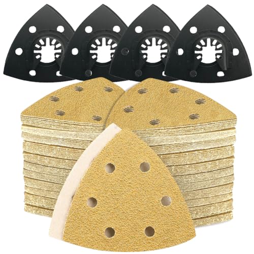 124 Multitool Schleifpapier Set 93mm Kompatibel mit Bosch und Dewalt meisten Delta-Schleifern mit verschiedenen Körnungen für enge Bereiche Schleifen Holz Metall Entrosten Lack und 7 Oberflächenpolitu von Aozzy